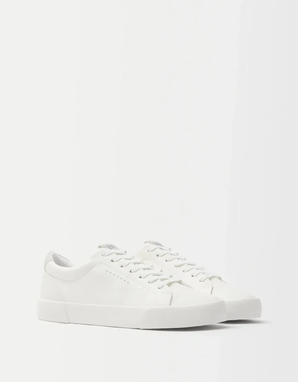 BERSHKA Basiques*Baskets talon gravé homme Blanc