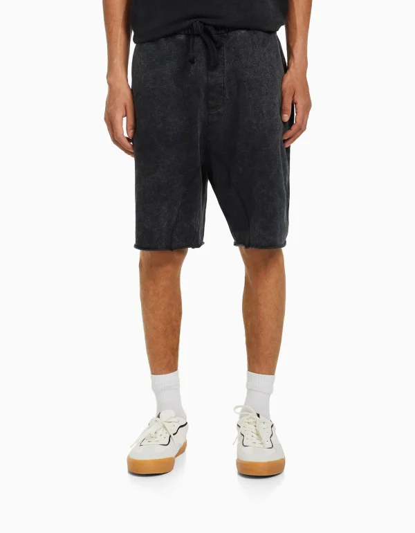 BERSHKA Bermudas*Bermuda molleton effet délavé Blanc