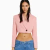 BERSHKA Vestes*Blazer tailoring cropped serge Rose