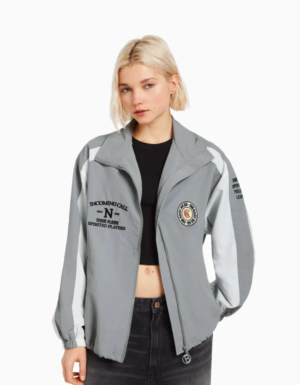 BERSHKA Vêtements*Blouson bandes contrastes Marine