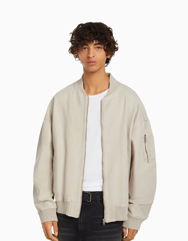 BERSHKA Blousons et manteaux*Blouson bomber coton Bleu clair