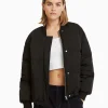 BERSHKA Vestes*Blouson bomber matelassé Noir