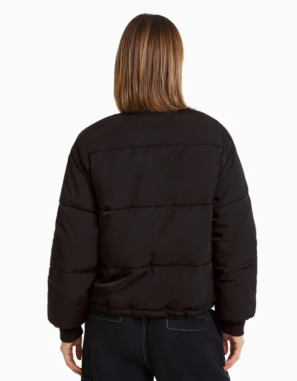 BERSHKA Vestes*Blouson bomber matelassé Noir