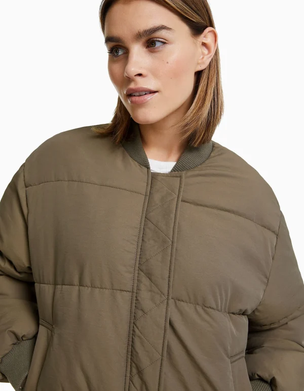 BERSHKA Vestes*Blouson bomber matelassé Noir