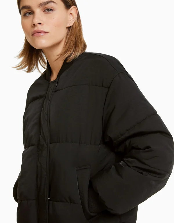 BERSHKA Vestes*Blouson bomber matelassé Noir