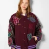 BERSHKA Vestes*Blouson bomber varsity Rouge