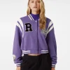 BERSHKA Vestes*Blouson cropped varsity Violet