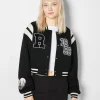 BERSHKA Vestes*Blouson cropped varsity Violet