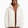 BERSHKA Blousons et manteaux*Blouson doudoune capuche Blanc