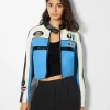 BERSHKA Vestes*Blouson racing similicuir Bleu