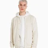 BERSHKA Vêtements*Blouson suédine et similicuir Écru