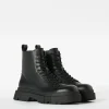 BERSHKA Bottines*Bottes à lacets semelle crantée homme Noir