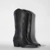 BERSHKA Chaussures*Bottes à talon style cowboy Noir