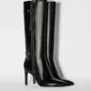 BERSHKA Bottes*Bottes talon aiguille détails métallisés Noir