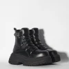 BERSHKA Bottines*Bottes volume avec boucles homme Noir