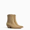 BERSHKA Chaussures*Bottines cowboy à talon CUIR Sable