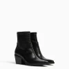 BERSHKA Cowboy*Bottines cowboy gravure motif animal Noir