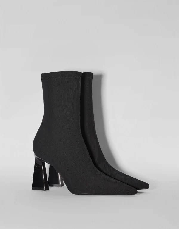 BERSHKA Shoes Arrival*Bottines moulantes talon métallisé Noir