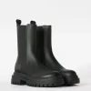 BERSHKA Similicuir*Bottines plates avec bandes élastiques CUIR Noir