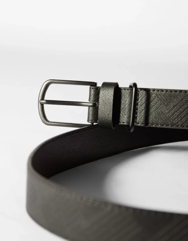 BERSHKA Tout voir*Ceinture effet cuir gravée Noir