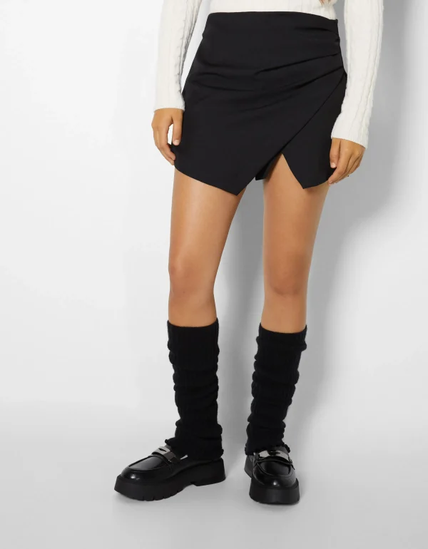 BERSHKA Chaussettes*Chauffe-pieds maille Noir