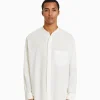 BERSHKA Chemises*Chemise manches longues lin Blanc