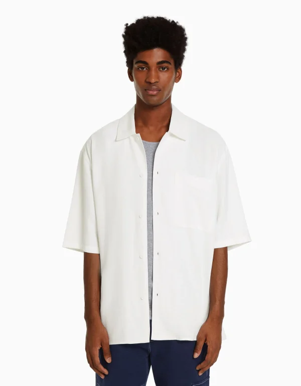 BERSHKA Chemises*Chemisette relaxed fit Blanc