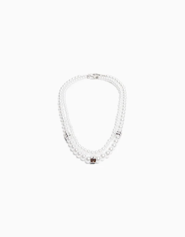 BERSHKA Tout voir*Collier perles Blanc