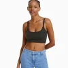 BERSHKA Survêtement*Crop top bretelles larges Gris