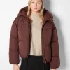 BERSHKA Vestes*Doudoune capuche oversize Marron