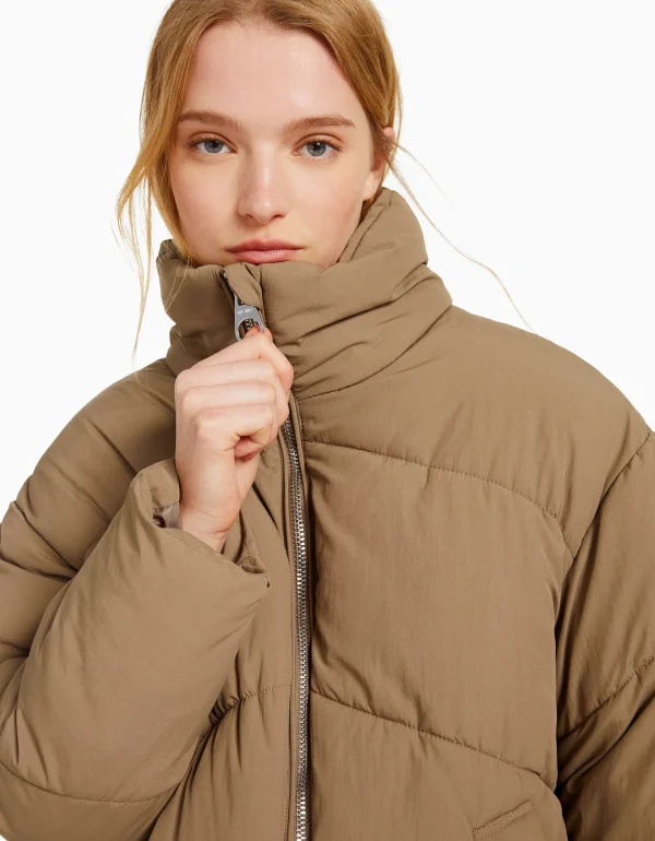 BERSHKA Vestes*Doudoune oversize Taupe