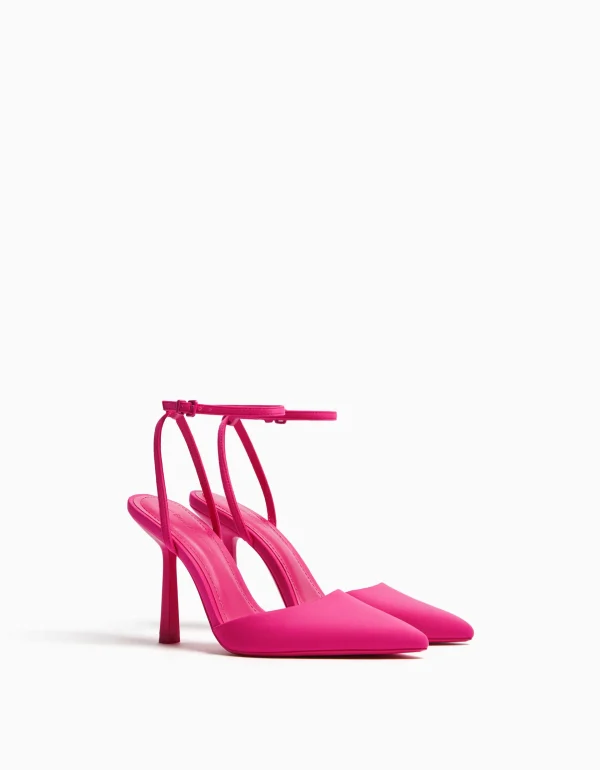 BERSHKA New*Escarpins ouverts à l’arrière boucle de cheville Fuchsia