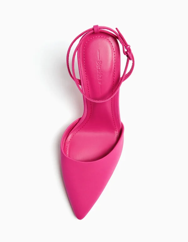 BERSHKA New*Escarpins ouverts à l’arrière boucle de cheville Fuchsia