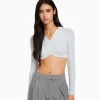 BERSHKA Tee-shirts*Gilet cropped col polo boutons Blanc