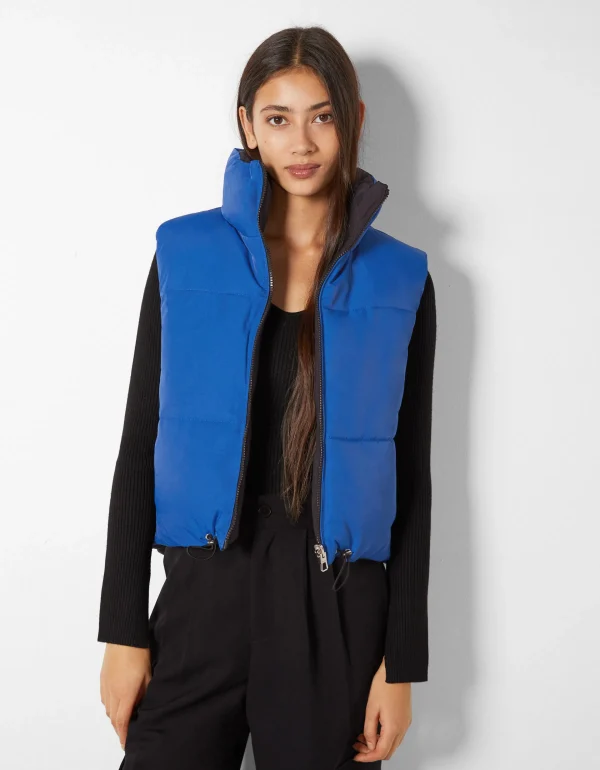 BERSHKA Vestes*Gilet cropped sans manches réversible Grenade