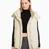 BERSHKA Vestes*Gilet sans manches rembourré capuche oversize Noir