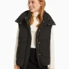 BERSHKA Vestes*Gilet sans manches rembourré capuche oversize Noir