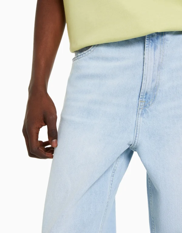 BERSHKA Vêtements*Jean baggy Bleu lavé