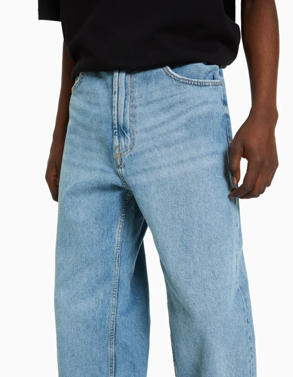 BERSHKA Vêtements*Jean baggy Bleu lavé