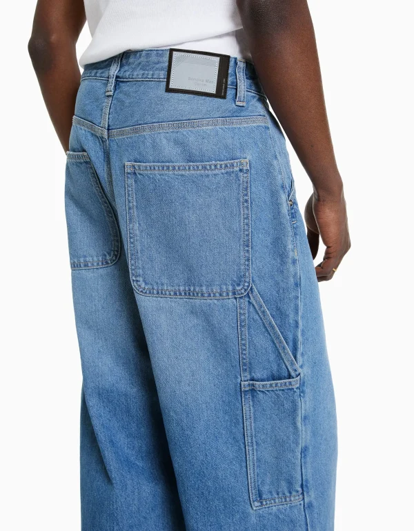 BERSHKA Vêtements*Jean baggy carpenter Bleu lavé