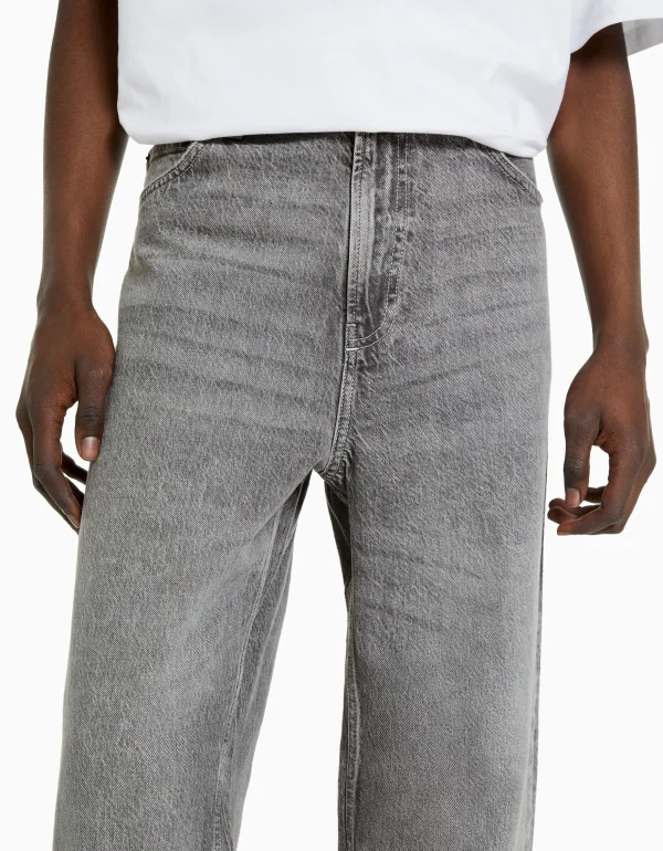 BERSHKA Vêtements*Jean baggy coloré Écru