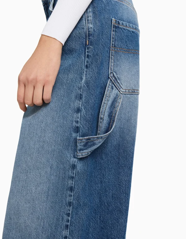 BERSHKA Vêtements*Jean balloon carpenter wide leg détail Bleu lavé