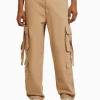 BERSHKA Vêtements*Jean cargo bandes Camel