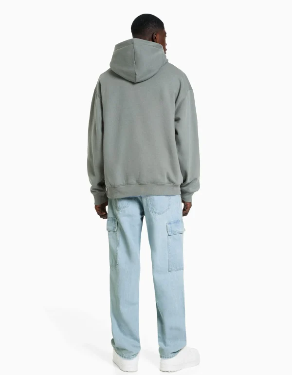 BERSHKA Vêtements*Jean cargo wide Bleu clair