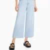 BERSHKA Jeans*Jean cropped wide leg Bleu clair