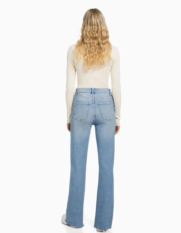 BERSHKA Jeans*Jean décontracté fente latérale Bleu