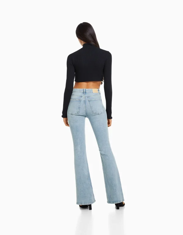 BERSHKA Jeans*Jean flare Bleu lavé