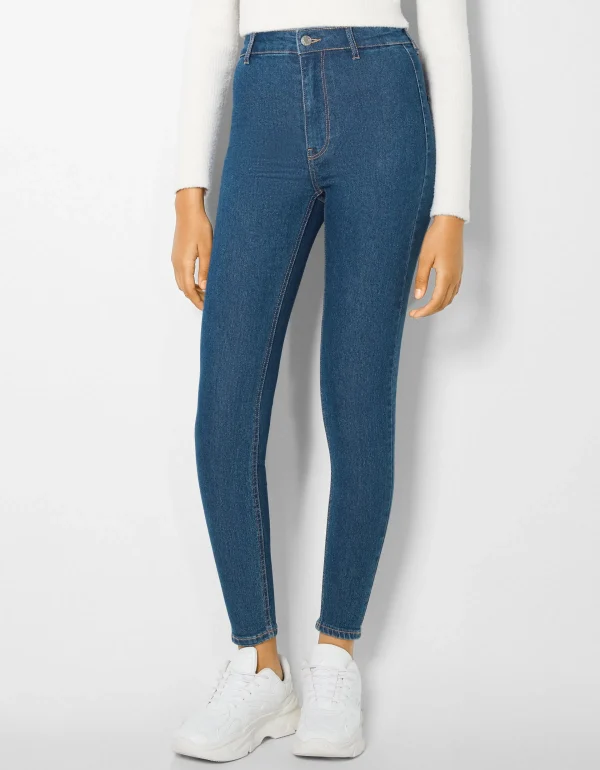 BERSHKA Jeans*Jean jegging taille très haute Bleu