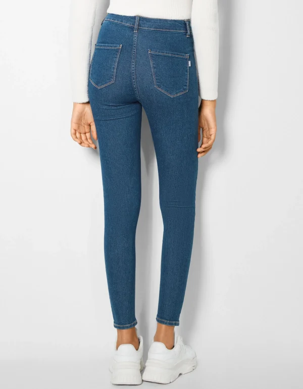 BERSHKA Jeans*Jean jegging taille très haute Bleu