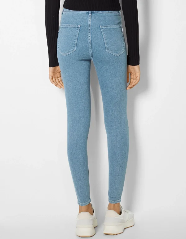 BERSHKA Jeans*Jean jegging taille très haute Bleu